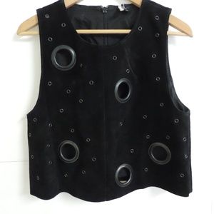 TOPSHOP suede Eyelet vest